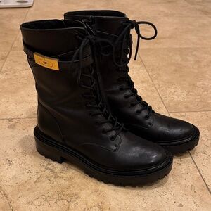 Tory Burch Black Leather Combat Boots